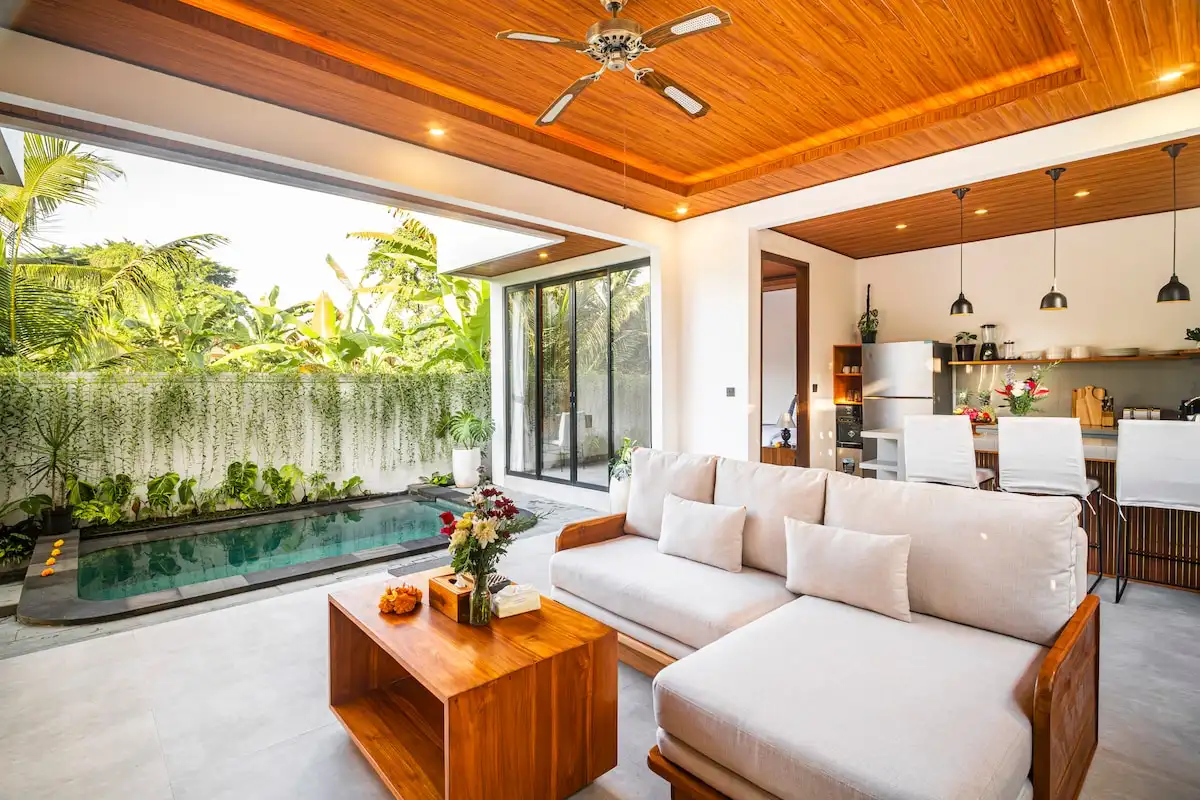 Aung Villa, a private villa in Ubud, Bali with a private pool, two bedrooms and a walled courtyard